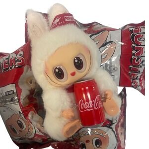 1 Pop Mart Labubu Monsters Plush Toy White Bunny With Coca Cola Can